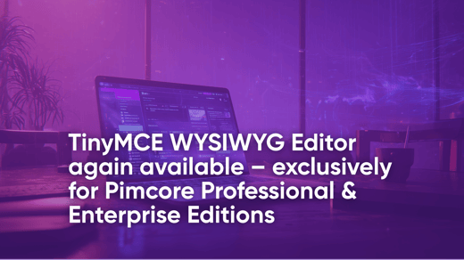 TinyMCE WYSIWYG Editor again available—exclusively for Pimcore Professional & Enterprise Editions